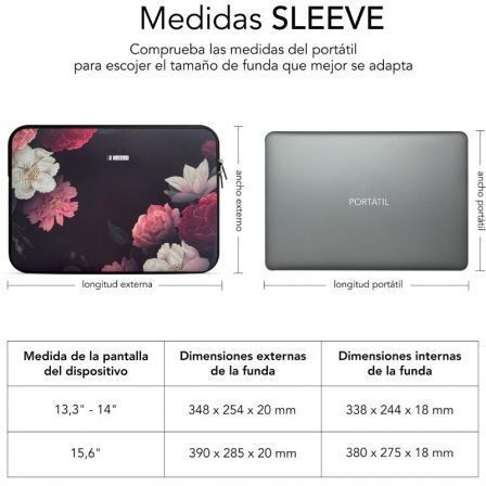 Subblim Trendy Sleeve Neo Flowers para portátiles de 13,3-14 pulgadas, Multicolor